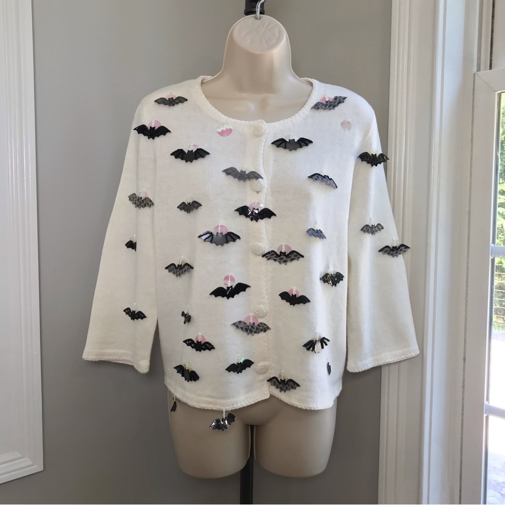 Vintage Michael Simon Halloween Bats Cardigan Sweater ~ Women’s Medium EUC